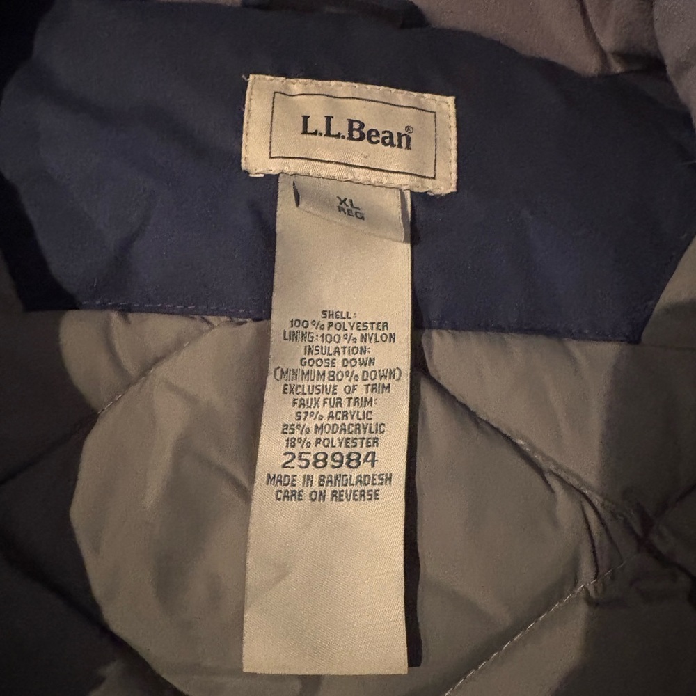 L.L. Bean Blue and Gray Puffer Jacket